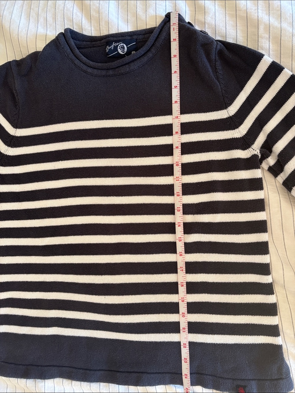 Classic breton Navy and White Striped Crew Neck Sweater size XL